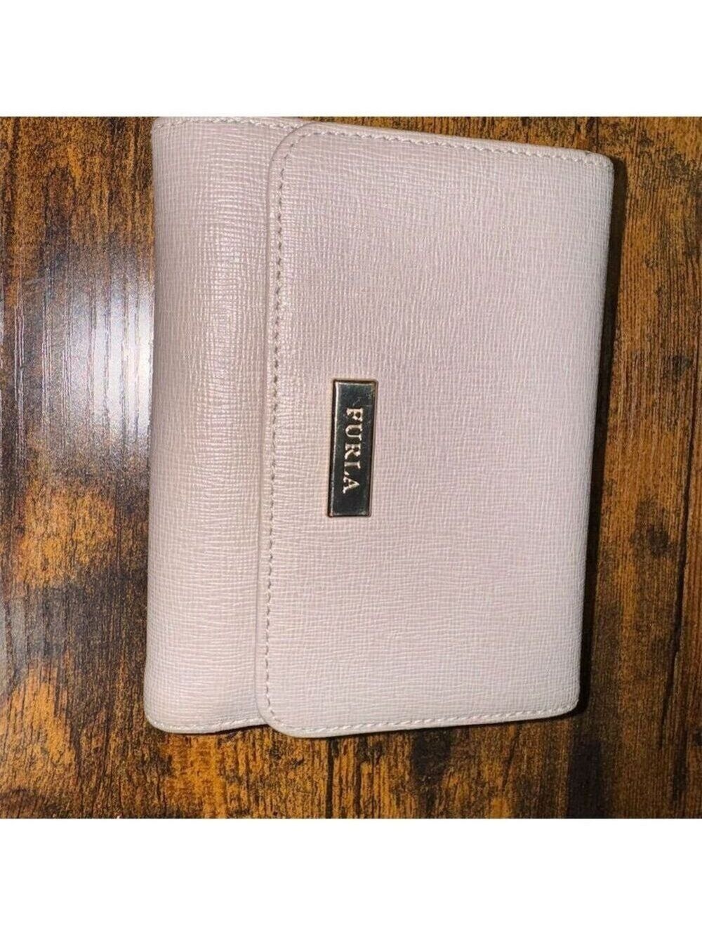 Furla Women's Beige Leather Trifold Wallet Zip-Around Style